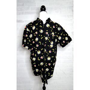 RICK AND MORTY Men Pop Condiment Sauce Black‎ Short Sleeve Button Up Shirt XL